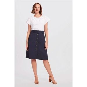 Draper James Navy Midi Skirt